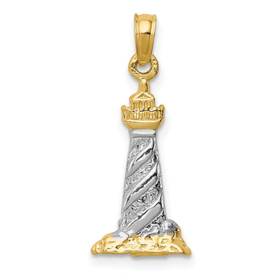 14K White Gold/Rhodium 3D St. Augustine Lighthouse Pendant