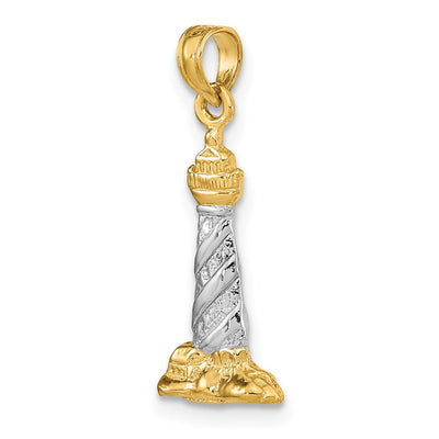 14K White Gold/Rhodium 3D St. Augustine Lighthouse Pendant