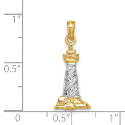 14K White Gold/Rhodium 3D St. Augustine Lighthouse Pendant
