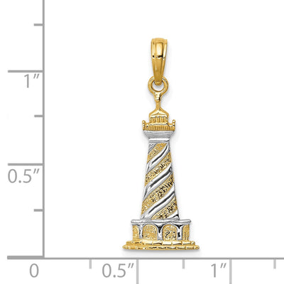 14K and Rhodium Cape Hatteras Lighthouse Pendant