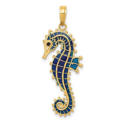 14K gold seahorse pendant