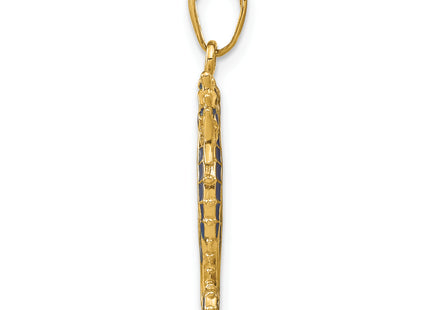 14K 3-D Blue Enameled Seahorse Pendant
