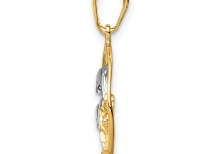 14k Yellow & Rhodium Pendants Style K4186 - Classique Jewelry Inc.