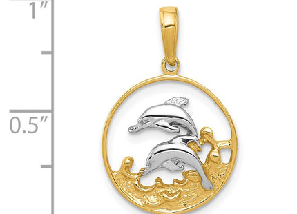14k Yellow & Rhodium Pendants Style K4186 - Classique Jewelry Inc.