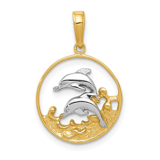 14k Yellow & Rhodium Pendants Style K4186 - Classique Jewelry Inc.