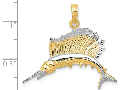 14k Yellow & Rhodium Pendants Style K4192 - Classique Jewelry Inc.