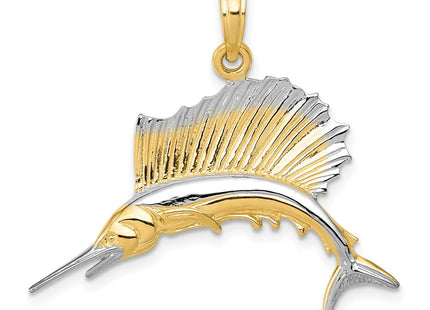 14k Yellow & Rhodium Pendants Style K4192 - Classique Jewelry Inc.