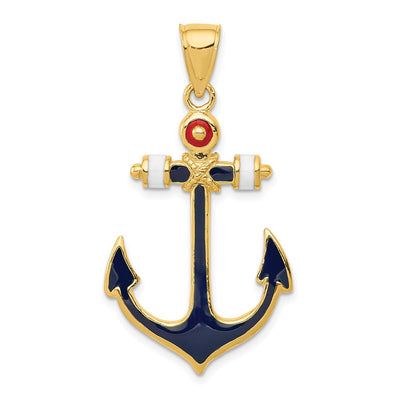 14K gold anchor pendant