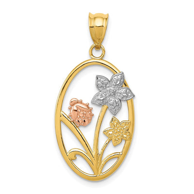 14K gold oval pendant