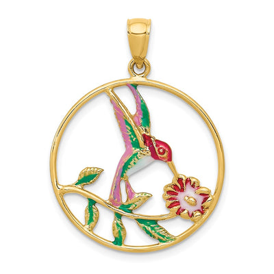 14K gold hummingbird pendant