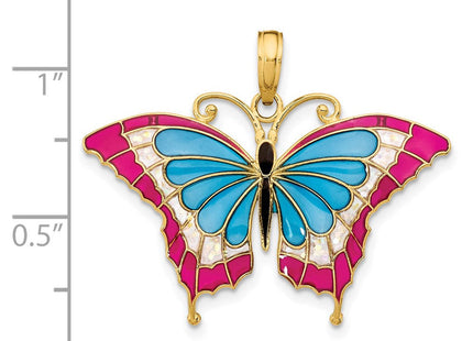 14K rose gold butterfly pendant, further view