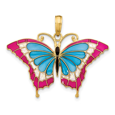 14K rose gold butterfly pendant