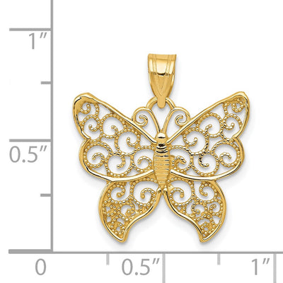 14K Filigree Butterfly Pendant