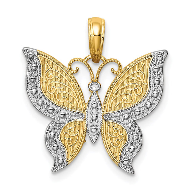 14k Yellow & Rhodium Pendants Style K4242 - Classique Jewelry Inc.
