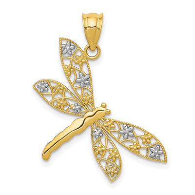 14K gold dragonfly pendant