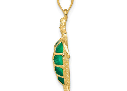 14K Green Enameled Sea Turtle Pendant (Style K4256)