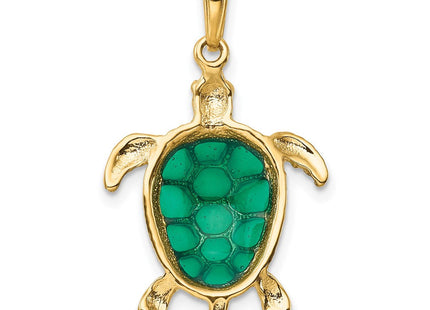 14K Green Enameled Sea Turtle Pendant (Style K4256)