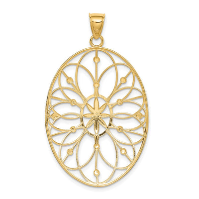 14K White Gold/ Rhodium Floral Medallion Pendant