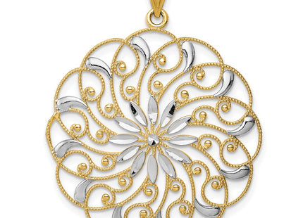 14k Yellow & Rhodium Pendants Style K4285 - Classique Jewelry Inc.