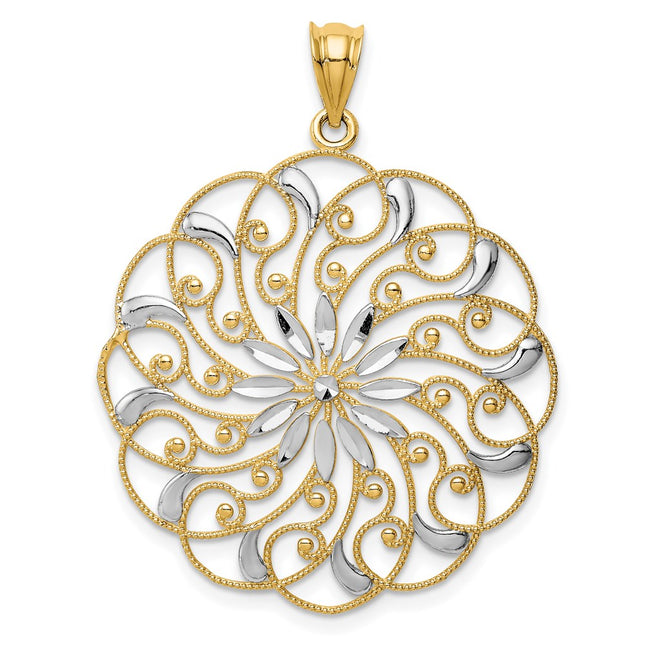 14k Yellow & Rhodium Pendants Style K4285 - Classique Jewelry Inc.