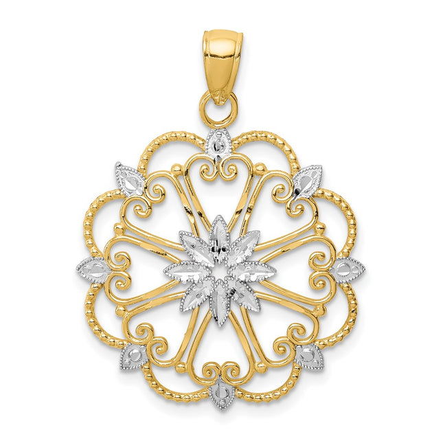 14k Yellow & Rhodium Pendants Style K4294 - Classique Jewelry Inc.