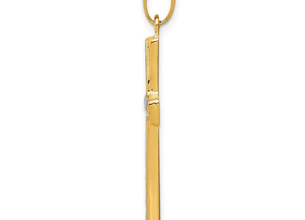 14K w/Rhodium Diamond-Cut Cross Pendant (Style K4321)