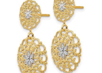14k Yellow & Rhodium Earrings Style K4345 - Classique Jewelry Inc.
