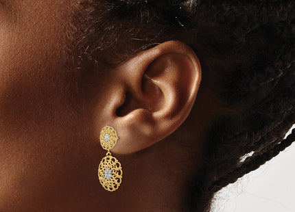 14k Yellow & Rhodium Earrings Style K4345 - Classique Jewelry Inc.