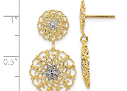 14k Yellow & Rhodium Earrings Style K4345 - Classique Jewelry Inc.
