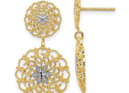 14k Yellow & Rhodium Earrings Style K4345 - Classique Jewelry Inc.
