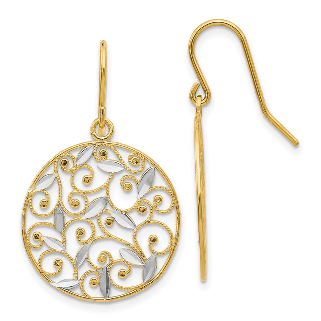 14k Yellow & Rhodium Earrings Style K4348 - Classique Jewelry Inc.