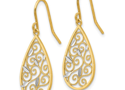 14k Yellow & Rhodium Earrings Style K4363 - Classique Jewelry Inc.