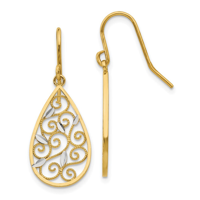 14k Yellow & Rhodium Earrings Style K4363 - Classique Jewelry Inc.