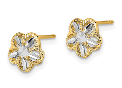 14k Yellow & Rhodium Earrings Style K4410 - Classique Jewelry Inc.