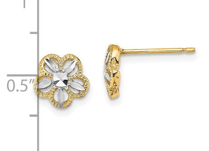 14k Yellow & Rhodium Earrings Style K4410 - Classique Jewelry Inc.