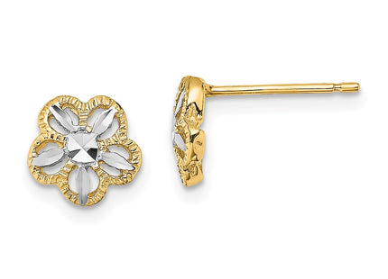 14k Yellow & Rhodium Earrings Style K4410 - Classique Jewelry Inc.
