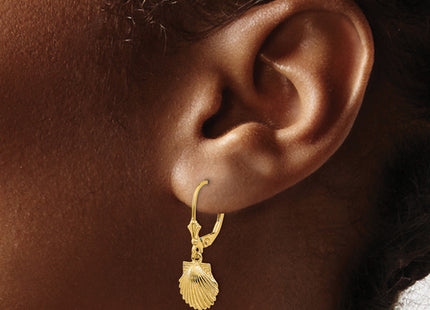 14K Scallop Shell Leverback Earrings