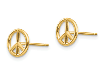 14K Polished Peace Symbol Post Earrings