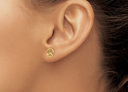 14K Polished Peace Symbol Post Earrings