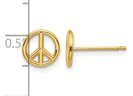 14K Polished Peace Symbol Post Earrings