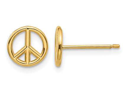 14K Polished Peace Symbol Post Earrings