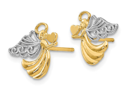 14k Yellow & Rhodium Earrings Style K4523 - Classique Jewelry Inc.
