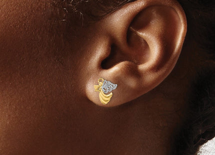 14k Yellow & Rhodium Earrings Style K4523 - Classique Jewelry Inc.