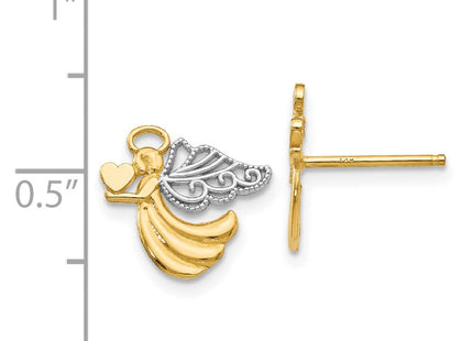 14k Yellow & Rhodium Earrings Style K4523 - Classique Jewelry Inc.