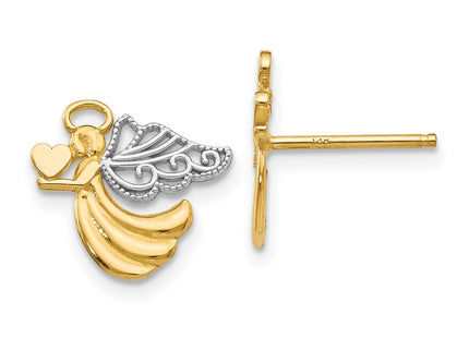 14k Yellow & Rhodium Earrings Style K4523 - Classique Jewelry Inc.