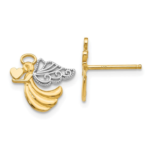 14k Yellow & Rhodium Earrings Style K4523 - Classique Jewelry Inc.
