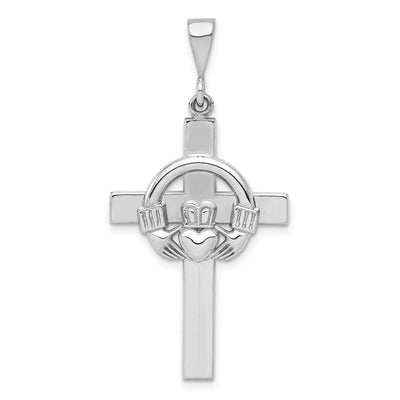 14K white gold claddagh pendant