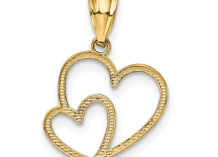 14K Polished Double Heart Pendant, 19 x 15mm