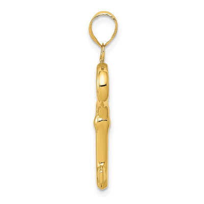 14K Polished 3-D Key Charm, 28 x 10mm