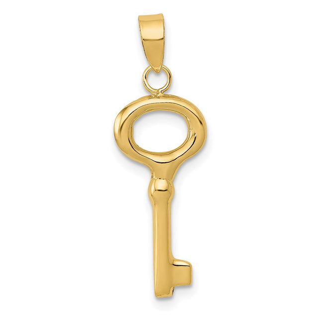 14K Polished 3-D Key Charm, 28 x 10mm